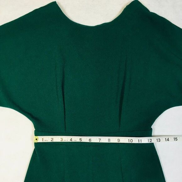 Asos Wiggle Midi Dress Womens 4 Forest Green Dolman Sleeve Front Slit V Cut Back - Picture 7 of 13